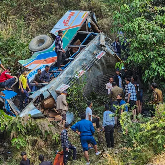 Bus falls