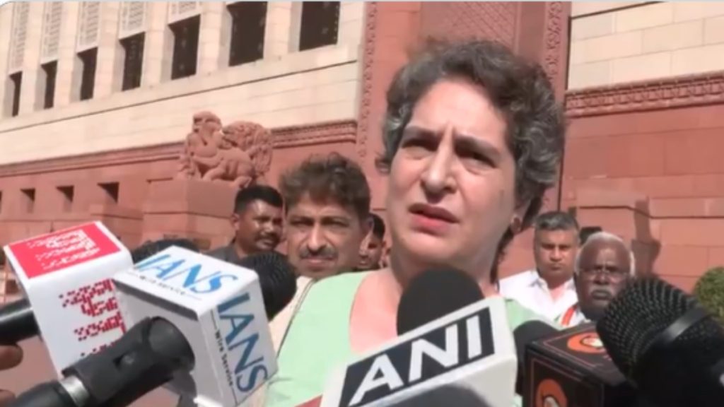 Priyanka Gandhi sat sit in protest