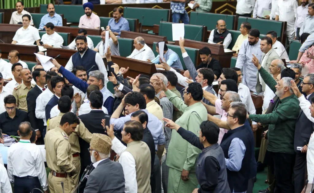 Uproar in JK Assembly NC BJP MLA