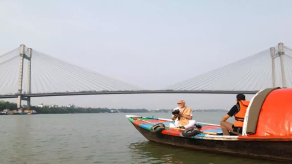 Modi shared a video of his boat ride