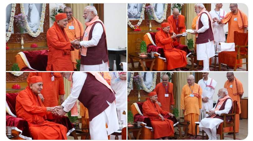 Modi touched the feet of Swami