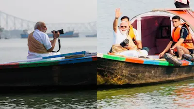Modi shared a video of his boat ride