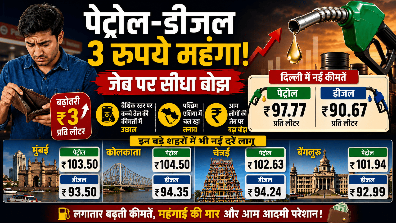 Petrol and diesel prices in India