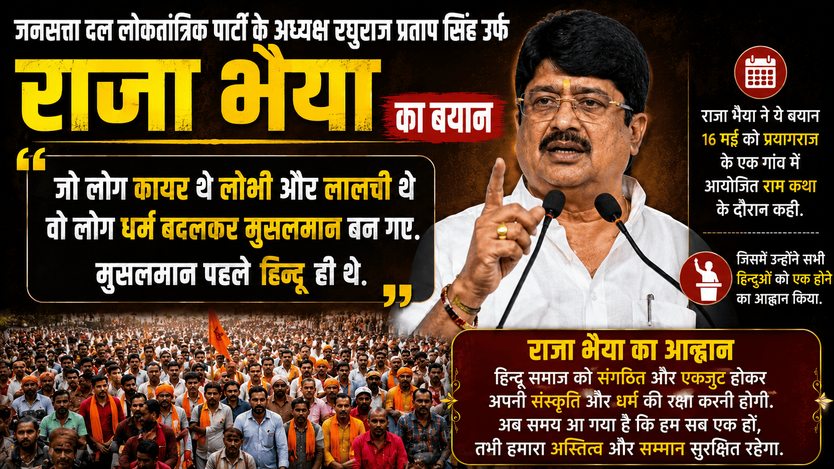 statement by Raghuraj Pratap Singh
