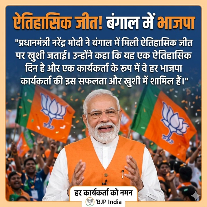 PM Modi happy after Bengal victory