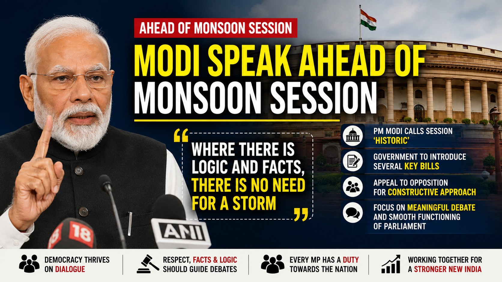 Modi speak ahead of Monsoon Session