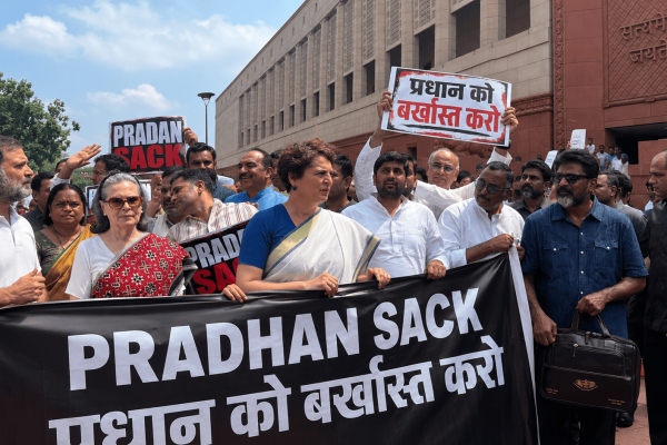 INDIA alliance protest at Makar Dwar