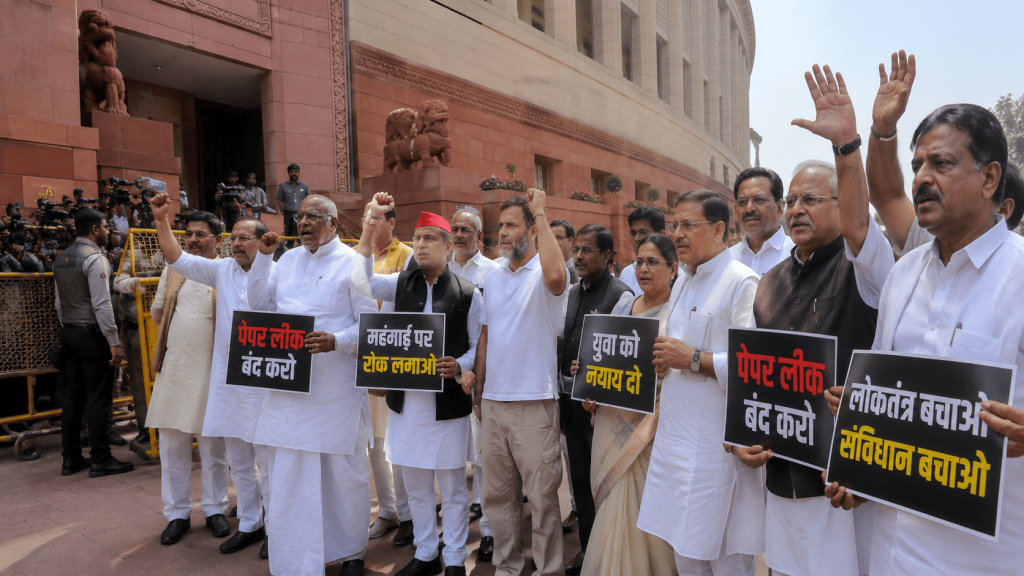 INDIA alliance protest at Makar Dwar