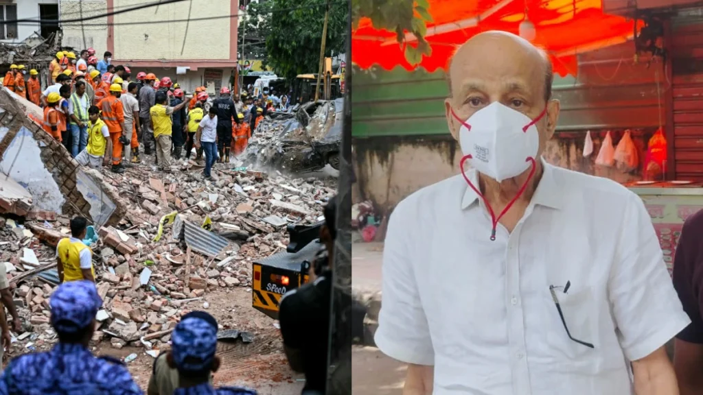 Unauthorized building collapsed