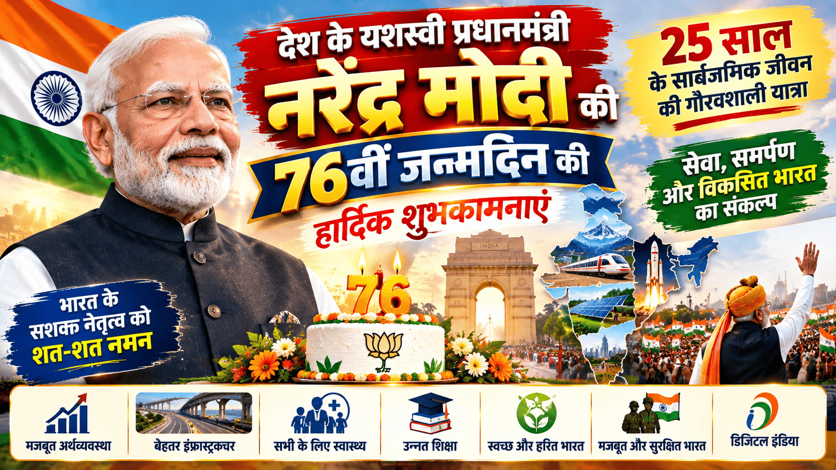 Modi is celebrating his 76 birthday