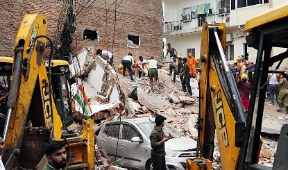 Unauthorized building collapsed