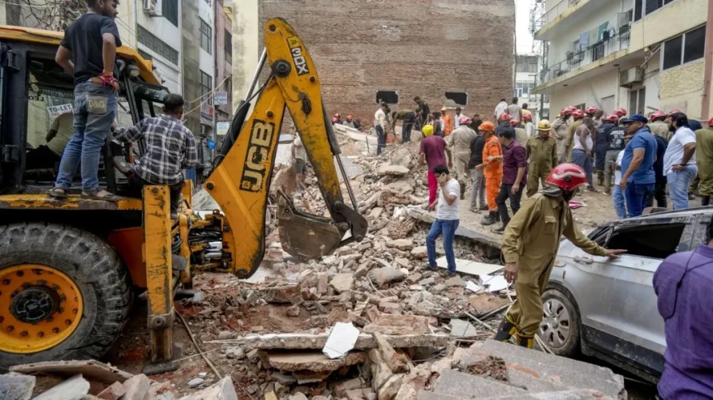 Unauthorized building collapsed